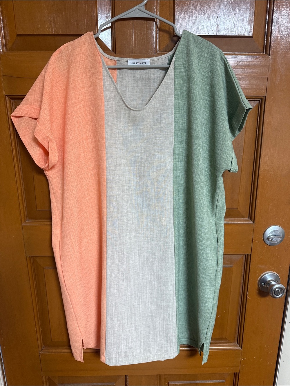 First Love Colorblock Boxy Tunic - Peach, Cream & Sage Green